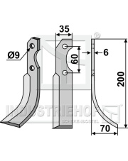 BRU-25R Nóż glebogryzarki, prawy BRU-25R.97