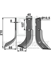 CAL-02L Nóż glebogryzarki, lewy CAL-02L.97