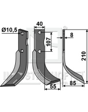 CAL-02R Nóż glebogryzarki, prawy CAL-02R.97