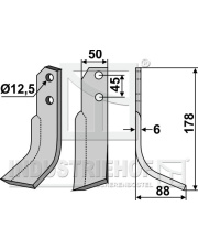 CAR-02R Nóż glebogryzarki, prawy CAR-02R.97