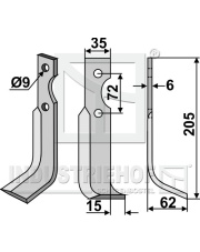 CAS-03R Nóż glebogryzarki, prawy CAS-03R.97