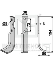 CAS-10R Nóż glebogryzarki, prawy CAS-10R.97