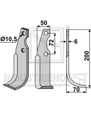 CAS-12R Nóż glebogryzarki, prawy CAS-12R.97