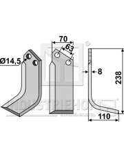 CEL-11R Nóż glebogryzarki, prawy CEL-11R.97