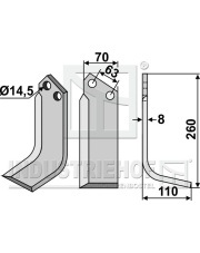 CEL-12R Nóż glebogryzarki, prawy CEL-12R.97