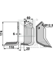 CEL-14L Nóż glebogryzarki, lewy CEL-14L.97