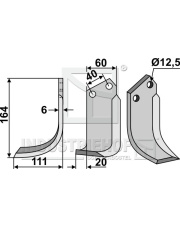 CEL-22L Nóż glebogryzarki, lewy CEL-22L.97