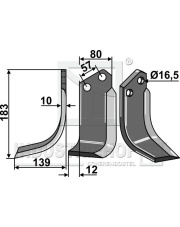 CEL-39L Nóż glebogryzarki, lewy INDUSTRIEHOF CEL-39L.97