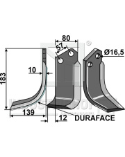 CEL-39L-DURA Nóż glebogryzarki DURAFACE, lewy CEL-39L-DURA.97