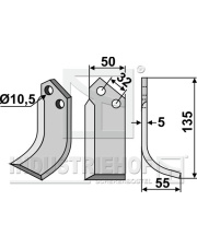 COM-02R Nóż glebogryzarki, prawy COM-02R.97