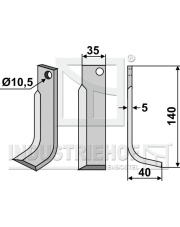 COM-03R Nóż glebogryzarki, prawy COM-03R.97
