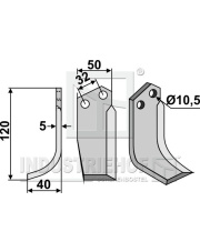COM-06L Nóż glebogryzarki, lewy COM-06L.97