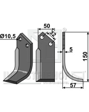 COM-11R Nóż glebogryzarki, prawy COM-11R.97
