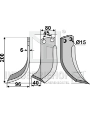 EBE-01L Nóż glebogryzarki, lewy EBE-01L.97