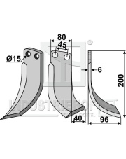 EBE-01R Nóż glebogryzarki, prawy EBE-01R.97