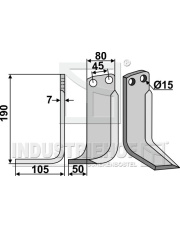 EBE-02L Nóż glebogryzarki, lewy EBE-02L.97