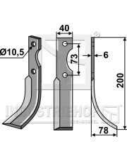 EUR-03R Nóż glebogryzarki, prawy EUR-03R.97