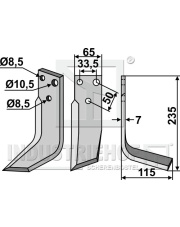 FAH-01R Nóż glebogryzarki, prawy FAH-01R.97
