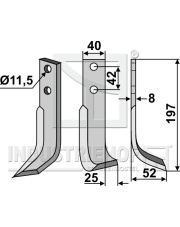 FEI-01R Nóż glebogryzarki, prawy FEI-01R.97