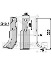 FMO-05R Nóż glebogryzarki, prawy FMO-05R.97