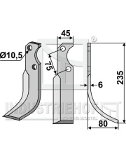 FOR-08R Nóż glebogryzarki, prawy FOR-08R.97