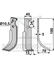 FOR-10R Nóż glebogryzarki, prawy FOR-10R.97