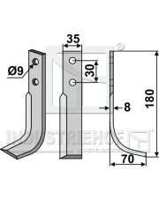 GOL-01R Nóż glebogryzarki, prawy GOL-01R.97