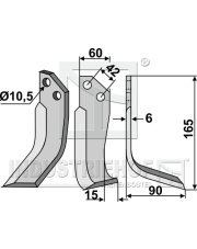 GOL-07R Nóż glebogryzarki, prawy GOL-07R.97