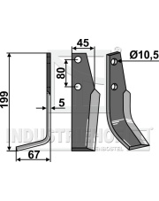GOL-26L Nóż glebogryzarki, lewy GOL-26L.97