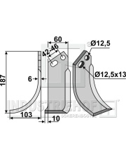 GOL-28L Nóż glebogryzarki, lewy GOL-28L.97