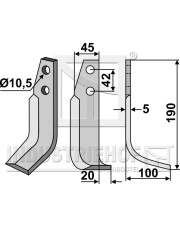 GOL-34R Nóż glebogryzarki, prawy GOL-34R.97