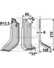 GOL-38R Nóż glebogryzarki, prawy GOL-38R.97