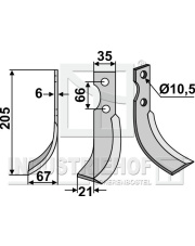 GRI-09L Nóż glebogryzarki, lewy GRI-09L.97