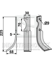 HON-02L Nóż glebogryzarki, lewy HON-02L.97