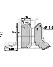 HOW-01L Nóż glebogryzarki, lewy HOW-01L.97