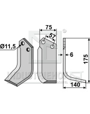 HOW-01R Nóż glebogryzarki, prawy HOW-01R.97