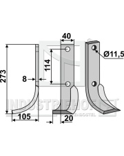 HOW-07L Nóż glebogryzarki, lewy HOW-07L.97