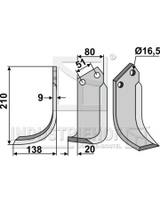 HOW-08L Nóż glebogryzarki, lewy HOW-08L.97