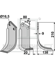 HOW-08R Nóż glebogryzarki, prawy HOW-08R.97