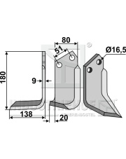 HOW-09L Nóż glebogryzarki, lewy HOW-09L.97