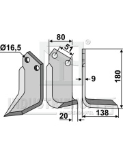 HOW-09R Nóż glebogryzarki, prawy HOW-09R.97