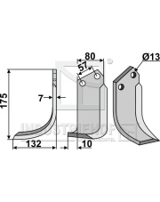 HOW-12L Nóż glebogryzarki, lewy HOW-12L.97
