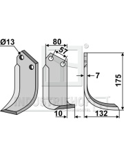 HOW-12R Nóż glebogryzarki, prawy HOW-12R.97
