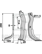 HOW-14L Nóż glebogryzarki, lewy HOW-14L.97