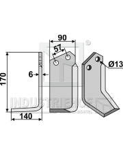 HOW-17L Nóż glebogryzarki, lewy HOW-17L.97