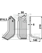 HOW-20R Nóż glebogryzarki, prawy HOW-20R.97