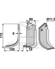 HOW-22L Nóż glebogryzarki, lewy HOW-22L.97