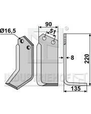 HOW-33R Nóż glebogryzarki, prawy HOW-33R.97
