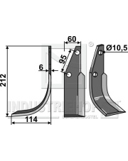 HOW-65L Nóż glebogryzarki, lewy HOW-65L.97