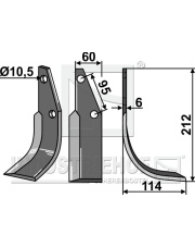 HOW-65R Nóż glebogryzarki, prawy HOW-65R.97